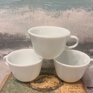 3 Vintage White Pyrex Teacup's